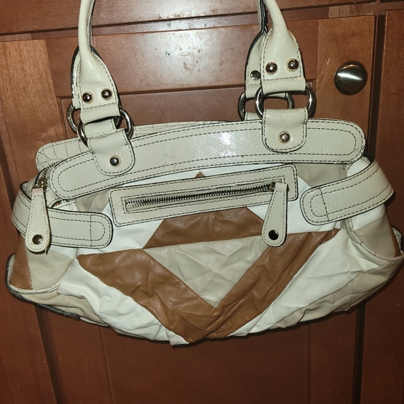 Guess Cream & Camel Patchwork Design Bag - Picture 11 of 14